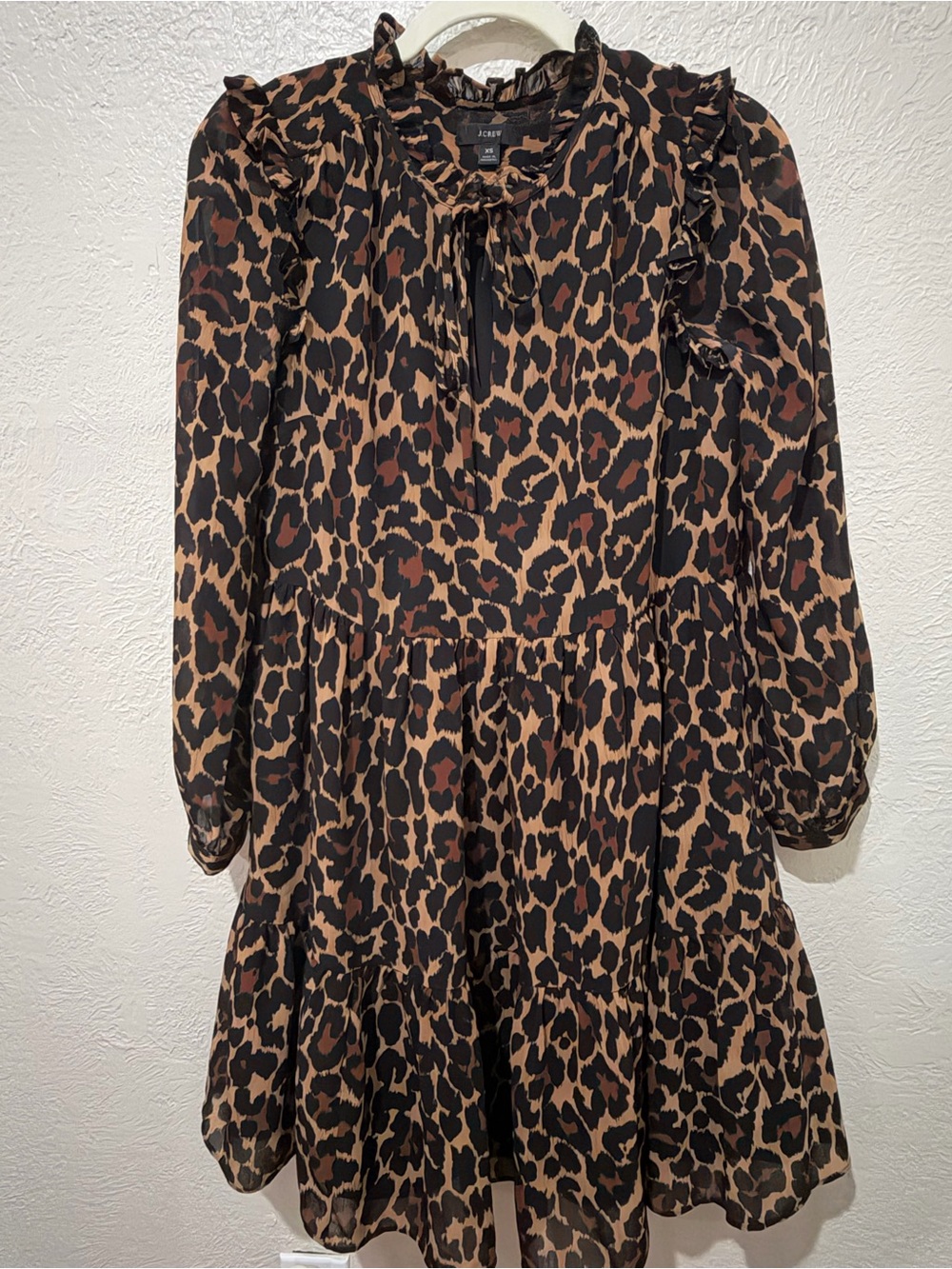 J. Crew Women's Black and Brown Animal-Print Cheetah Leopard Dress